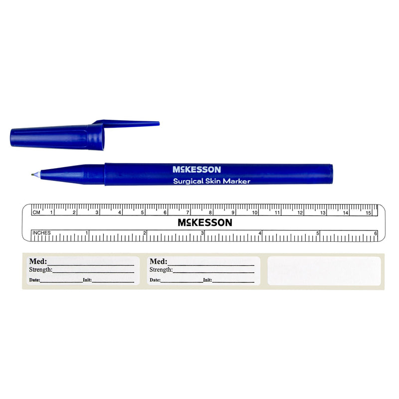 Skin Marker with Ruler and Labels McKesson Gentian Violet Ink Sterile Full Size Fine Tip (Box of 50)