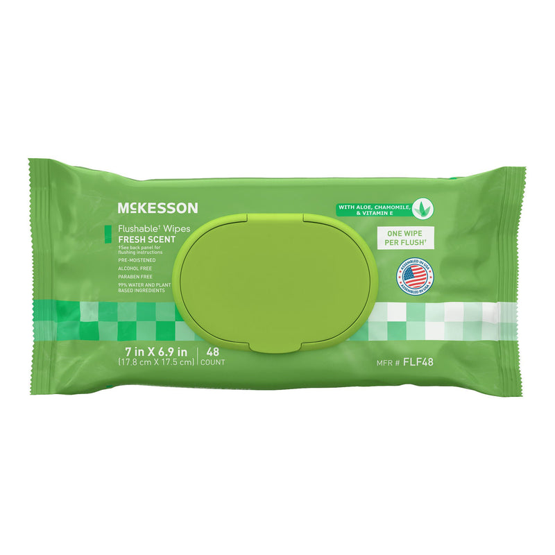 McKesson Flushable* Wet Wipes - Scented, 48 Wet Wipes per Pack (Case of 576)