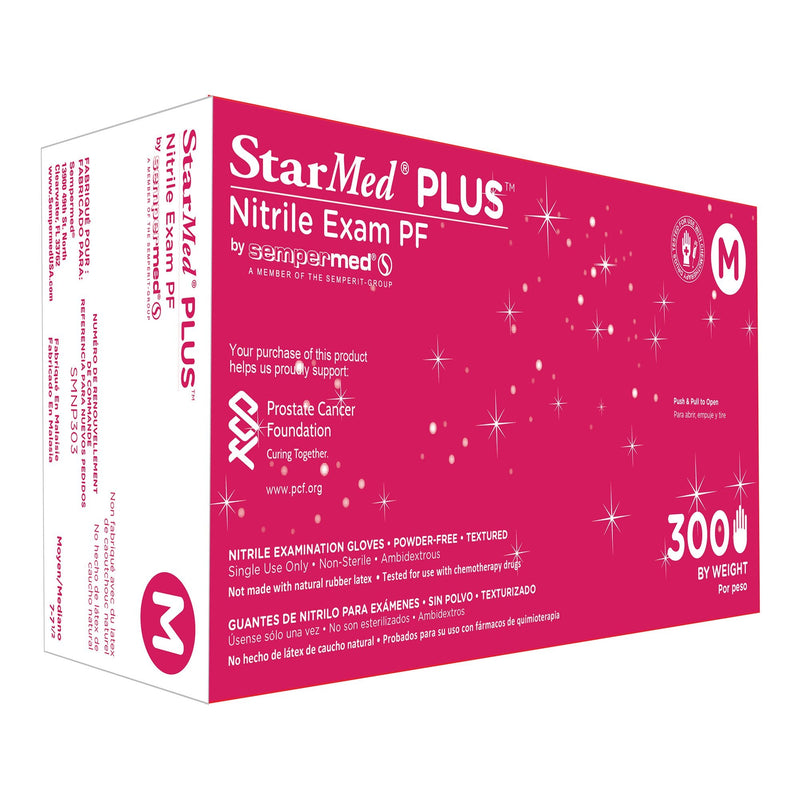 Harps USA Inc StarMed Plus Nitrile Exam Glove, Medium, Blue (3000/CS) 