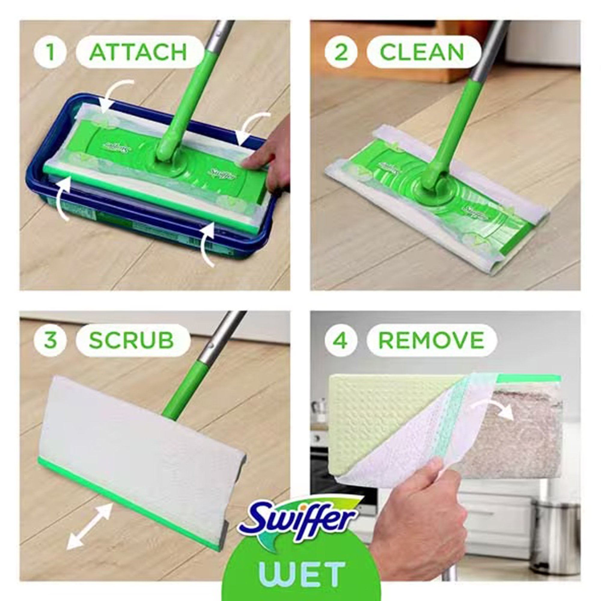 Essendant Co/United Stationers Saturated Wet Mop Pad Swiffer Wet Bound Edge White Cloth Disposable (72/CT) 