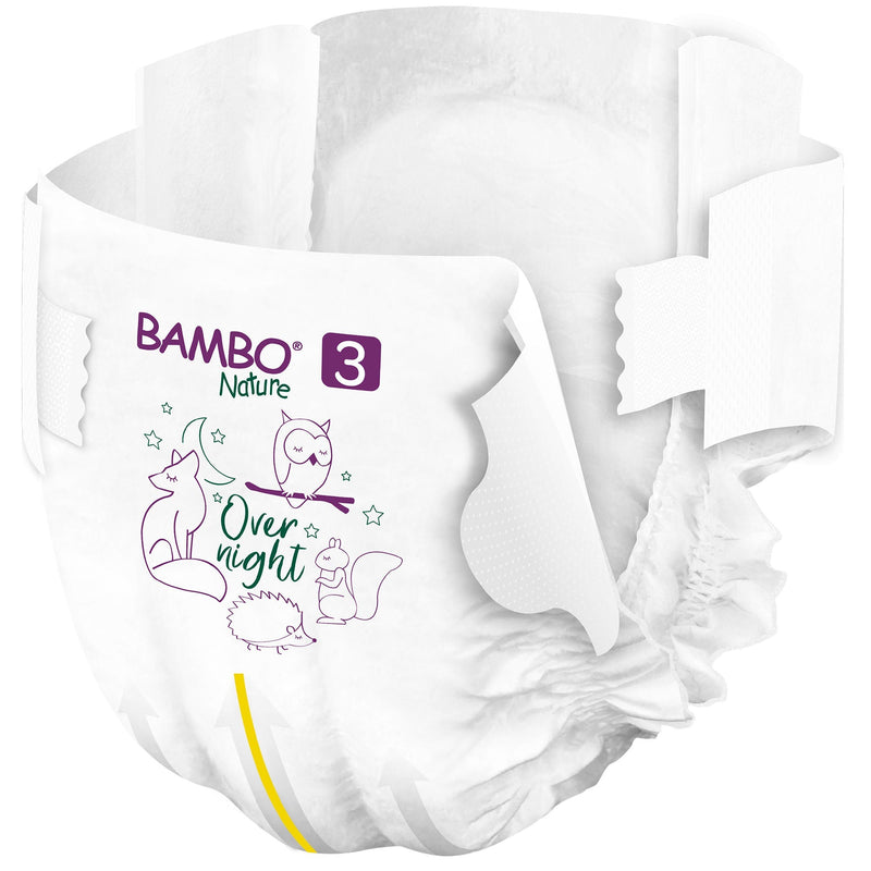 Bambo Nature Overnight Diapers, Size 3 (104/CS)