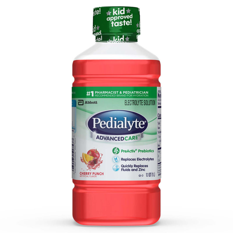 Pedialyte AdvancedCare Cherry Punch Electrolyte Solution, 1 Liter Bottle (Case of 8)