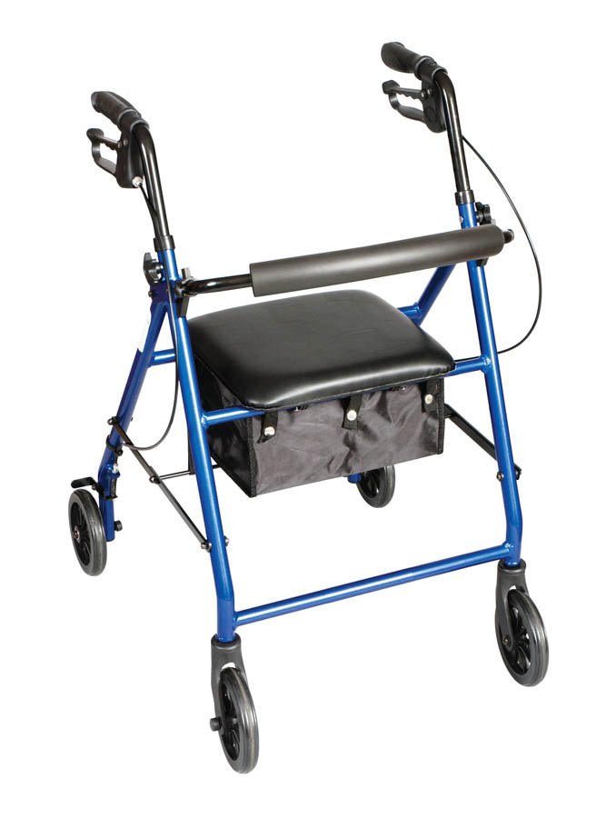 Compass Health Brands Carex Classics Four-Wheel Rollator, 30 – 36 Inch, Metallic Blue 
