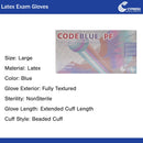 McKesson Brand CodeBlue PF Latex Extended Cuff Length Exam Glove, Large, Blue (10/CS) 