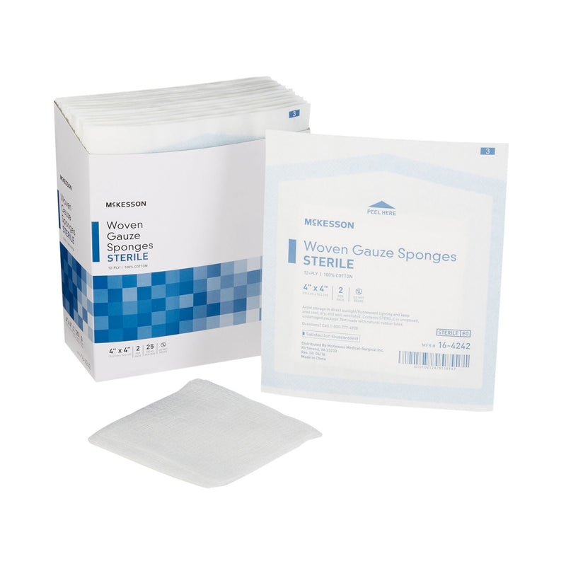 McKesson Sterile Gauze Sponge, 4 x 4 Inch, 12-Ply (Case of 1200)