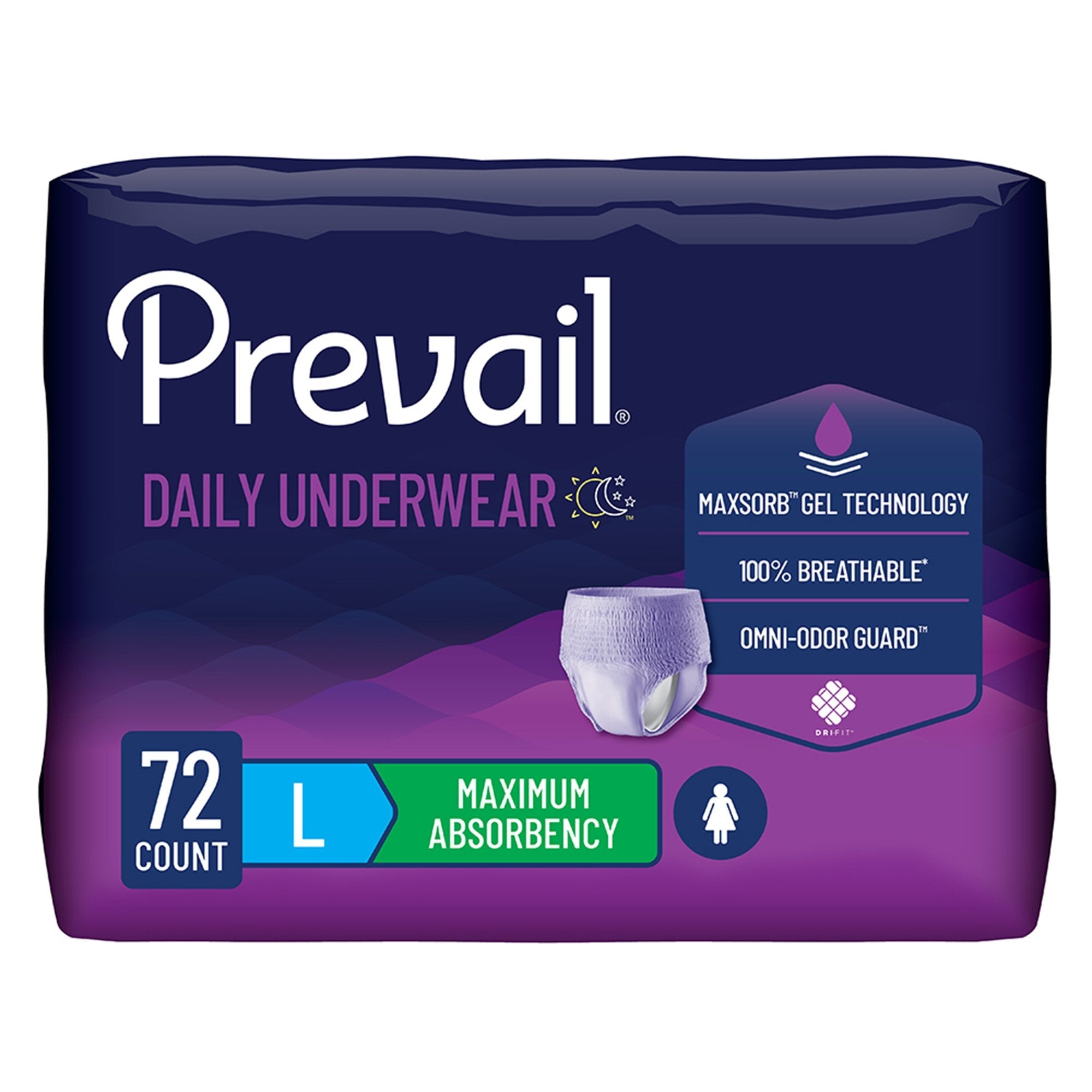 First Quality Products LLC Prevail for Women Daily Absorbent Underwear, Large, Heavy Absorbency (72/CS) 