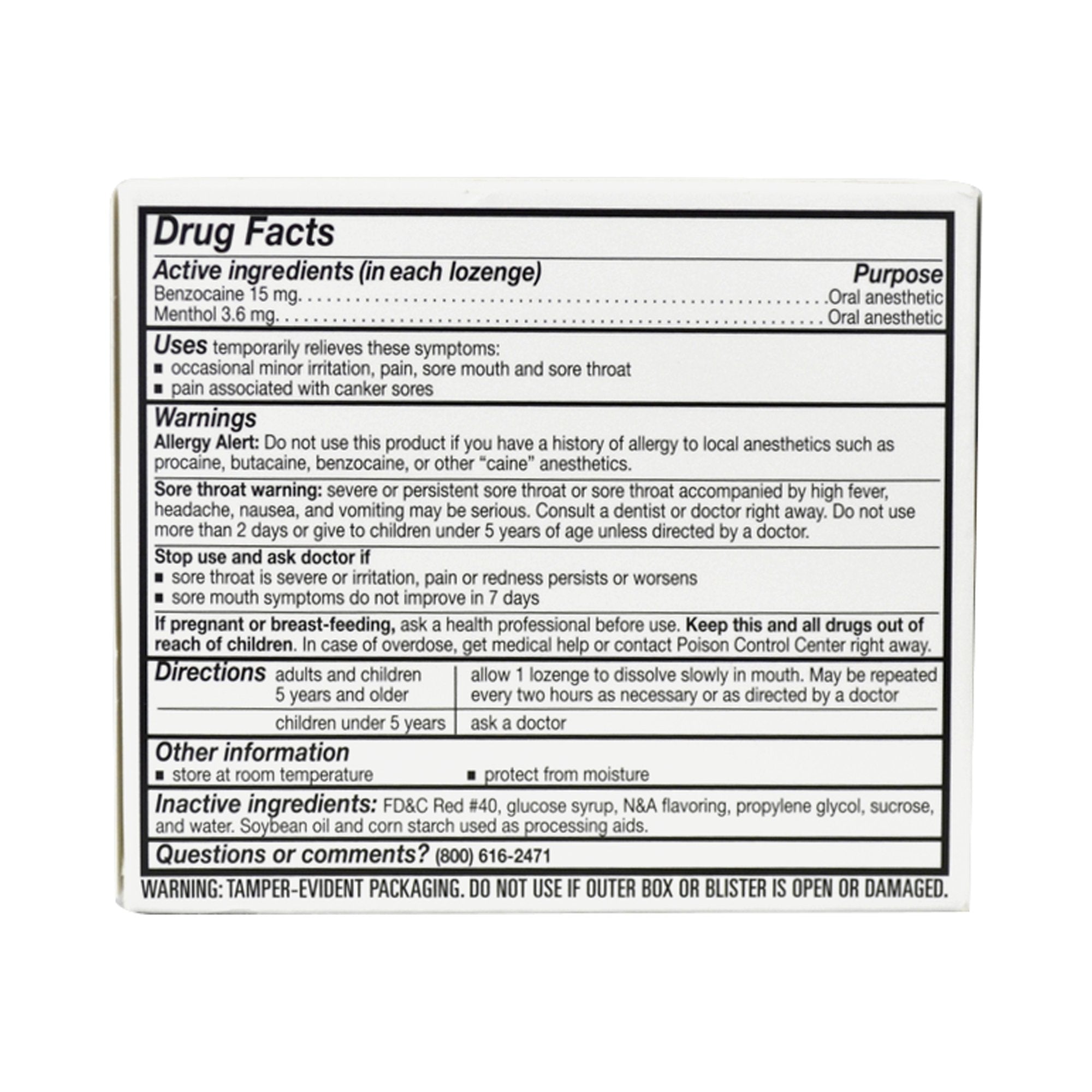 Major Pharmaceuticals Major Benzocaine / Menthol Sore Throat Relief (18/PK) 