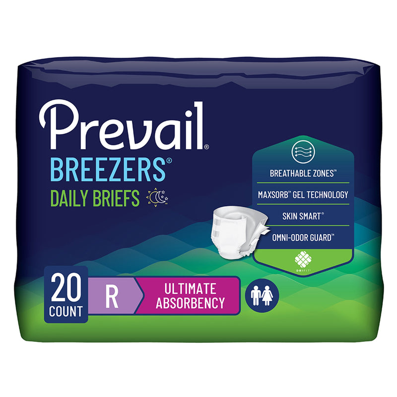 Prevail Breezers Ultimate Absorbency Incontinence Briefs, Regular (Case of 80)