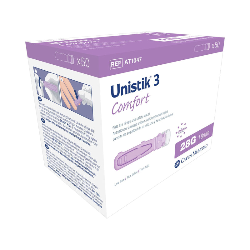 Unistik 3 Comfort Safety Lancet, 28 Gauge (Box of 50) 