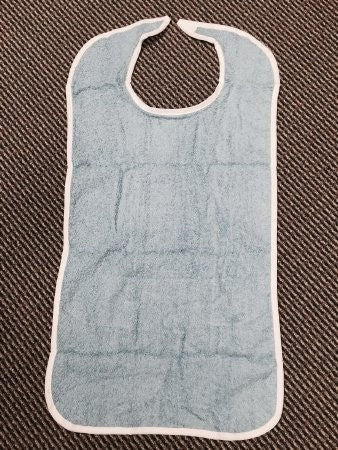 Reusable Adult Bib, Blue, hook-and-loop closure (Dozen)