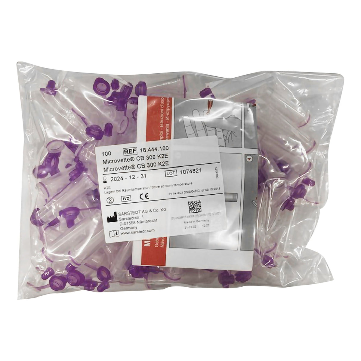 Microvette CB 300 Capillary Blood Collection Tube, 300 µL, 10.8 x 43.7 mm (Case of 10)