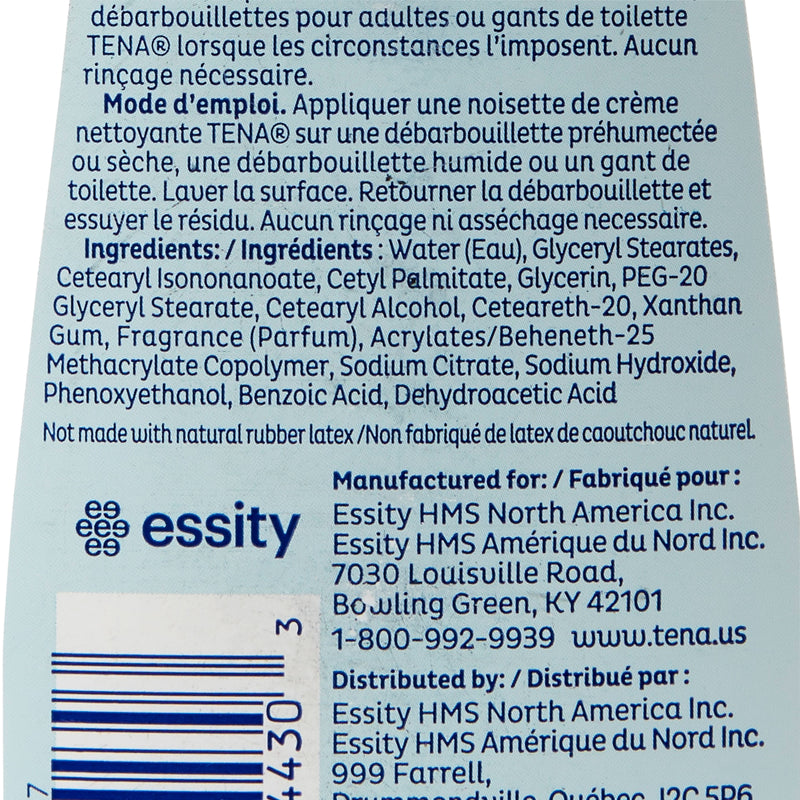 Essity HMS North America Inc Tena Body Wash Cleansing Cream, Alcohol-Free, Three-in-One formula (10/CS)