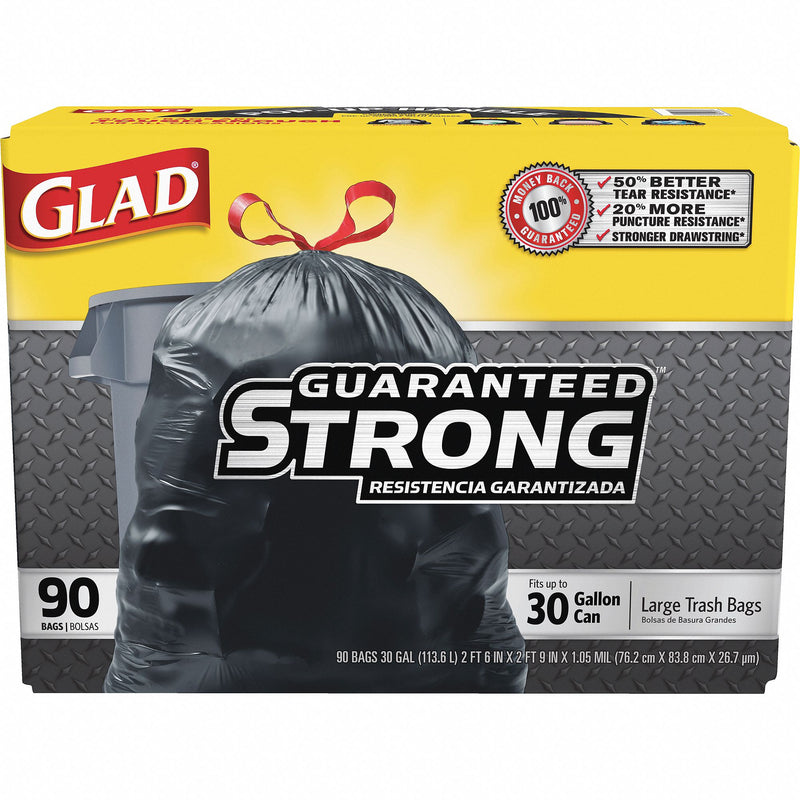 Glad Trash Bag, Black, 30-gallon capacity (Case of 90)