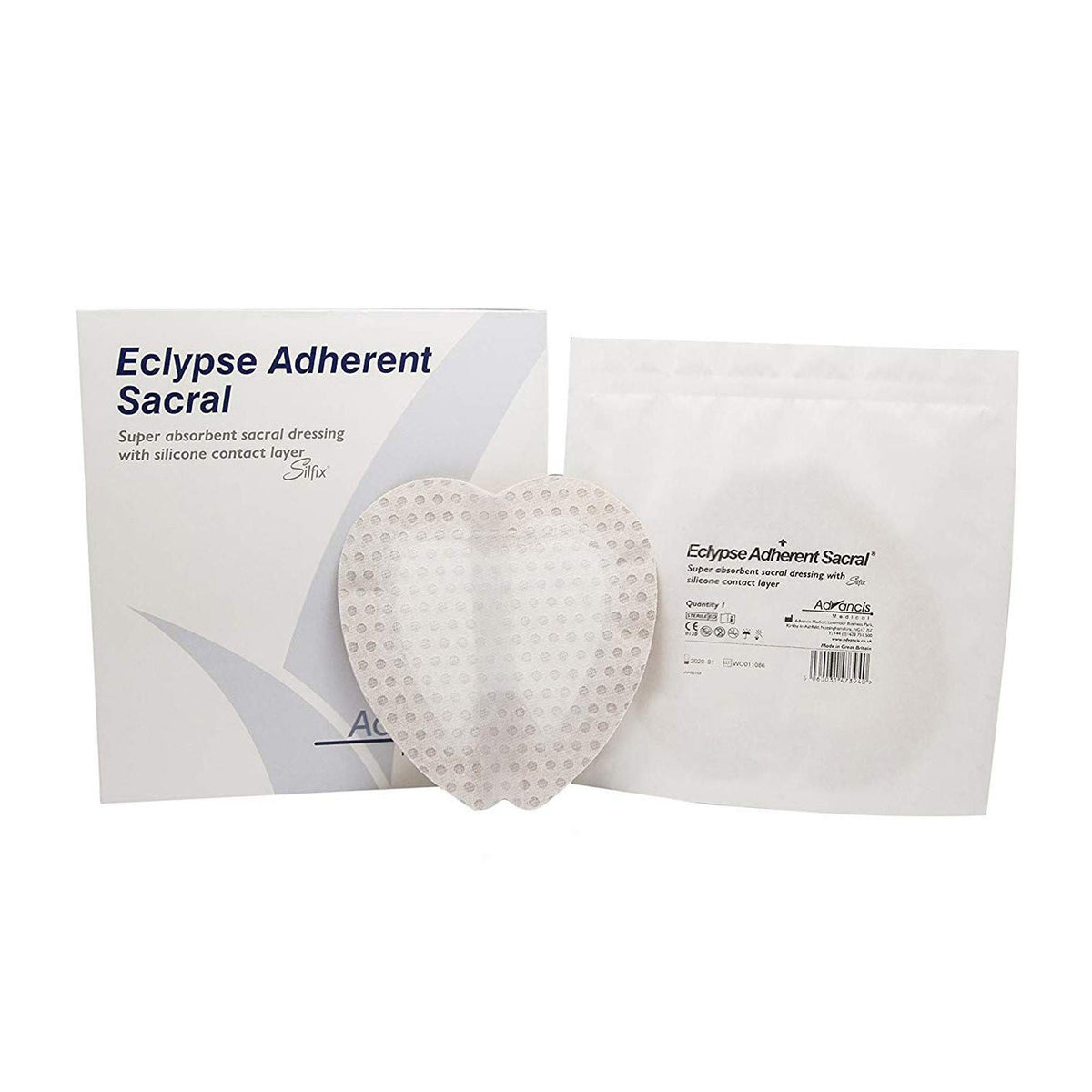 Super Absorbent Dressing Eclypse Adherent Sacral Sacral 8-1/2 X 9 Inch Without Border Sterile (Box of 10)