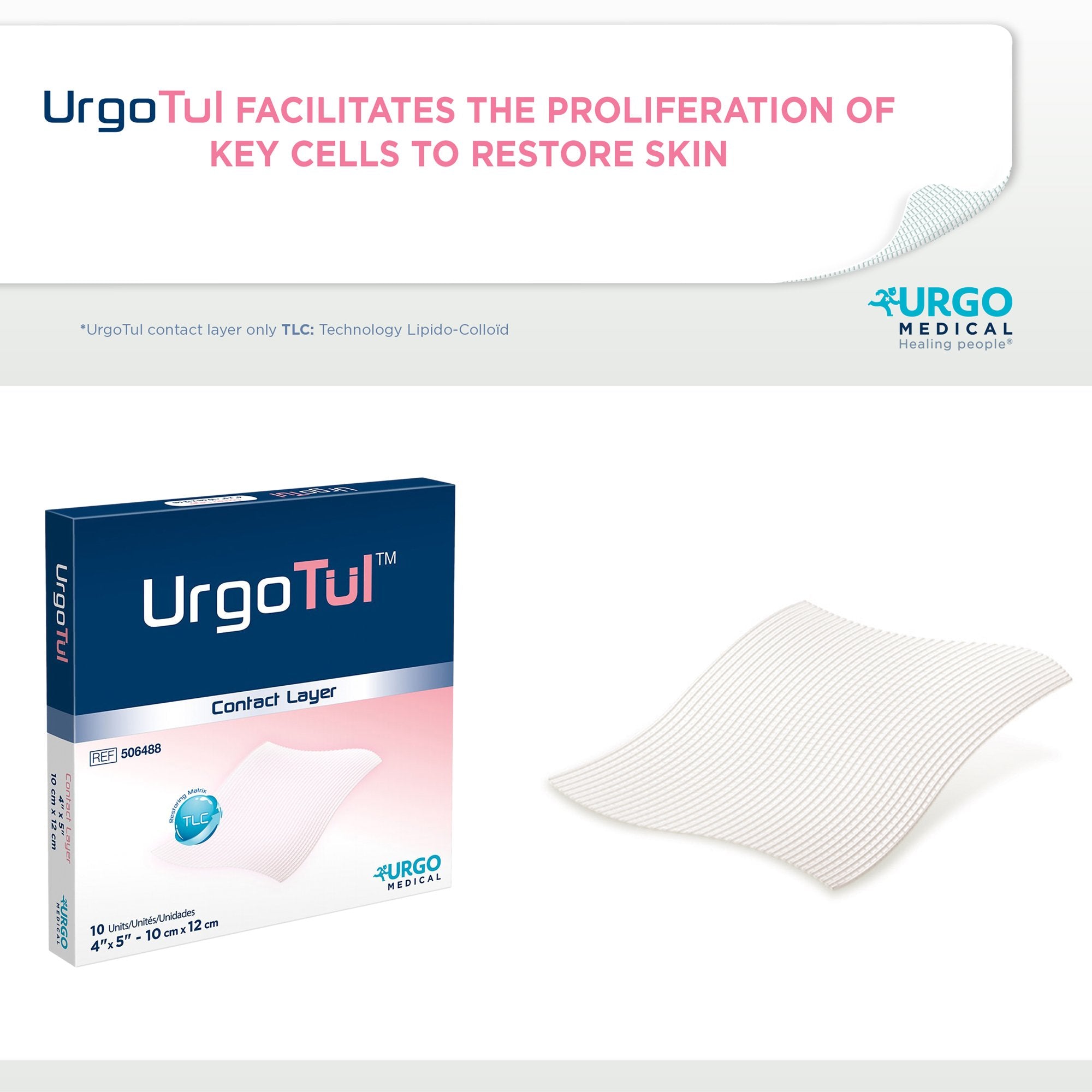 Urgo Medical North America LLC UrgoTul Impregnated Contact Layer Dressing, 4 x 5 Inch (10/BX) 
