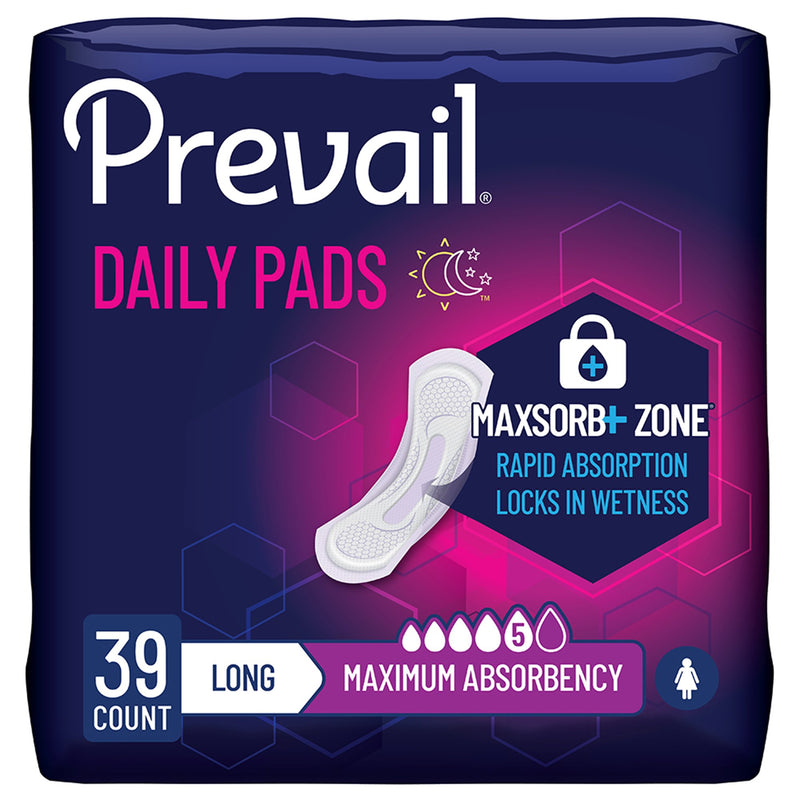 Prevail Daily Pads Maximum Bladder Control Pad, 13-Inch Length (Case of 156)