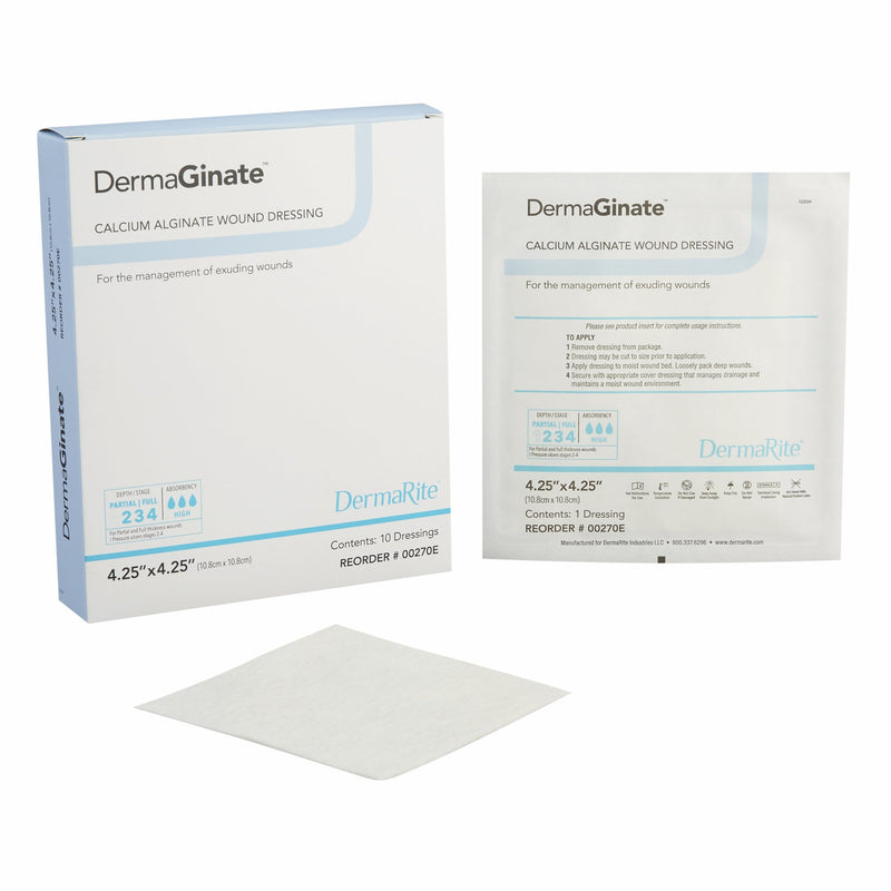 DermaGinate Alginate Dressing, 4-1/4 x 4-1/4 Inch (Box of 10)