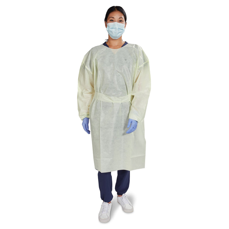 McKesson AAMI Level 2 Isolation Gown, Tape Tab Neck Style, Extra Large, Yellow (Case of 100)