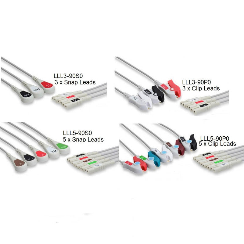 Cables and Sensors LL Style ECG Leads  3 Leads Clip