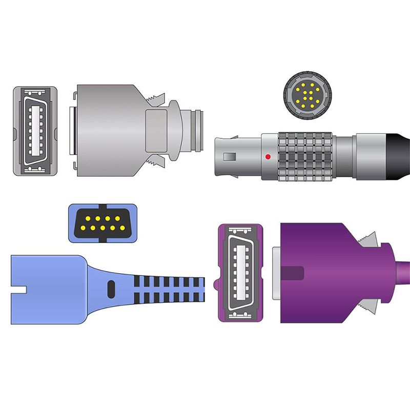 Cables and Sensors Nellcor SpO2 Adapter Cable - Connectors