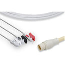 CASMED One Piece ECG Cable  3 Leads Clip, 5-Pin Round Connector