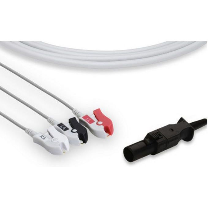 CASMED One Piece ECG Cable  3 Leads Clip, 7-Pin Round Connector