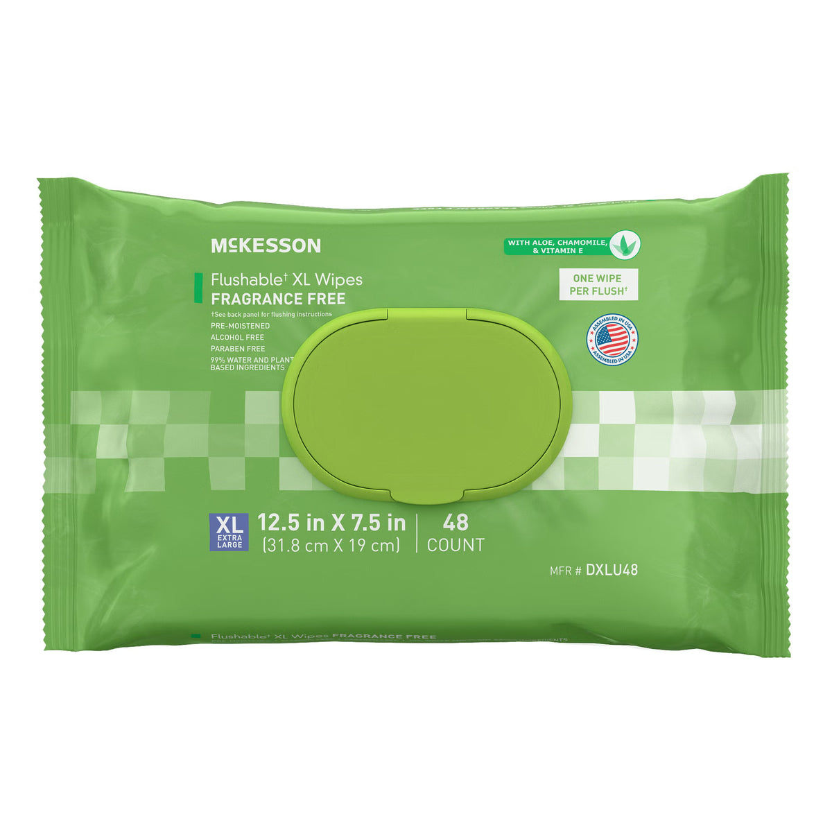 McKesson Flushable* Wet Wipes XL - Unscented, 48 Wipes per Pack (Case of 576)