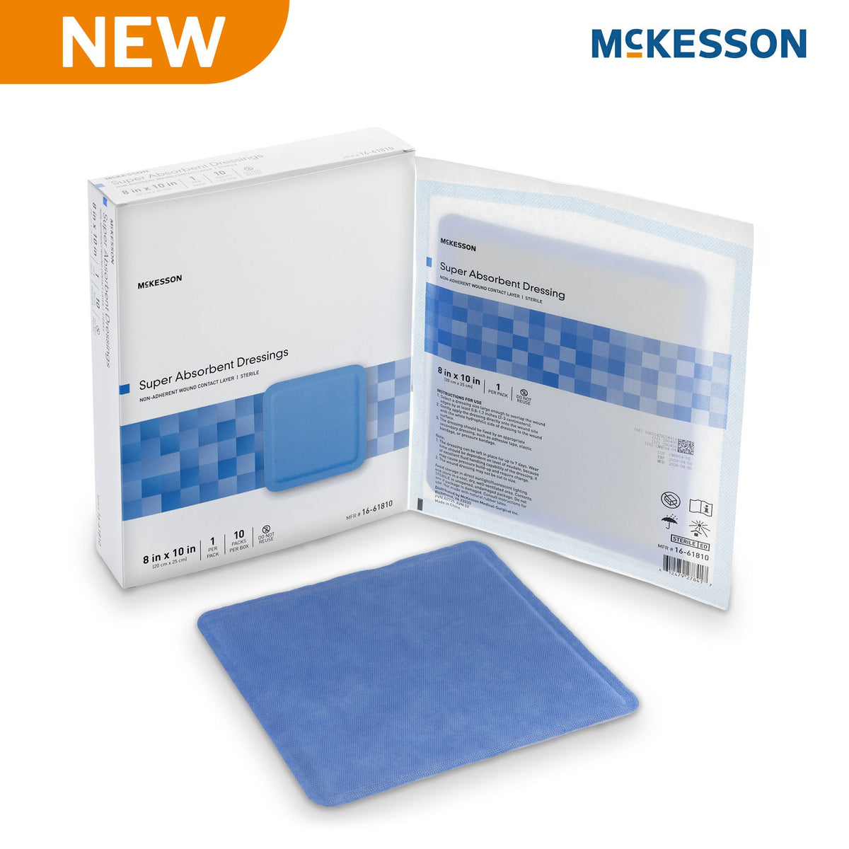 McKesson MedSurg Wound Dressing W/SAP 8"X10" (Case of 80)