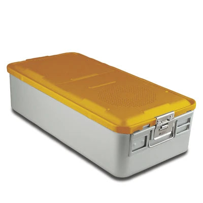 SklarLite Sterilization Container - Full-Size, Safe Lid, Non-Perforated Bottom, 23" x 11" x 6", Yellow - 10-4122 