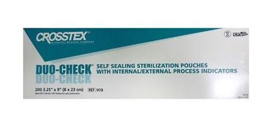 SPS Medical Supply Sterilization Pouch Duo-Check Ethylene Oxide (EO) Gas / Steam 3-1/4 X 9 Inch White / Blue Self Seal Paper / Film (4000/CS)