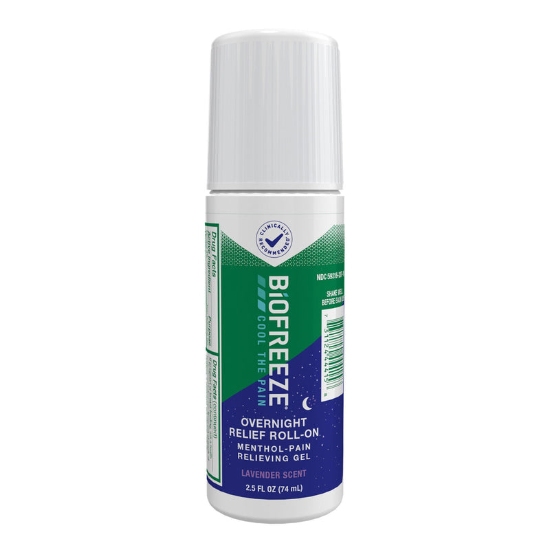 Biofreeze Overnight Relief Menthol Pain-Relieving Roll-On, Lavender Scent (Case of 24)