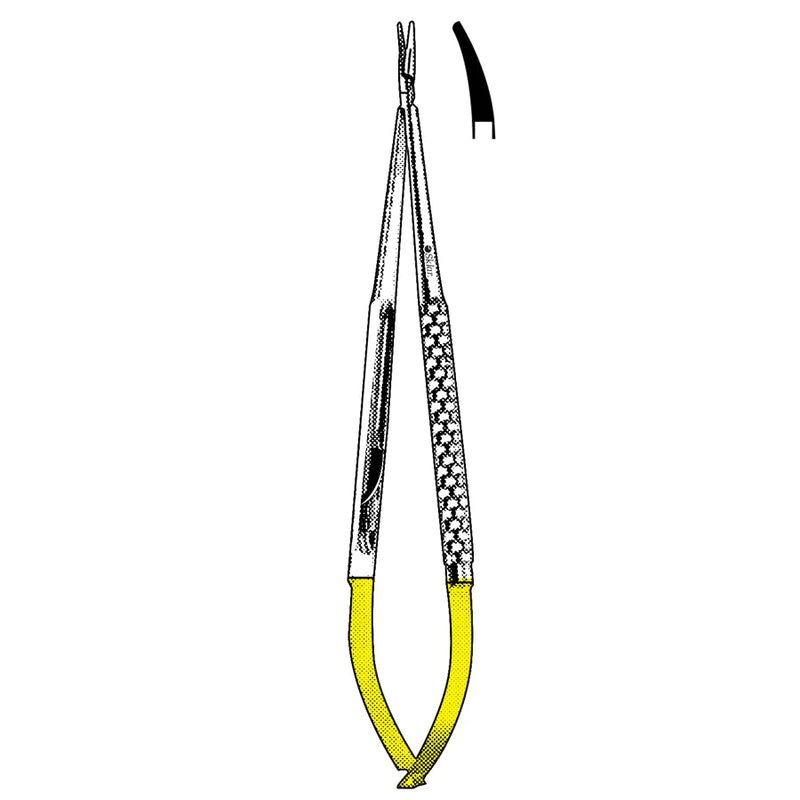 Sklar Toledo Micro Needle Holder - 5-1/2", Curved, Cross Serrated, Coated with Diamond Dust - 98-9341 