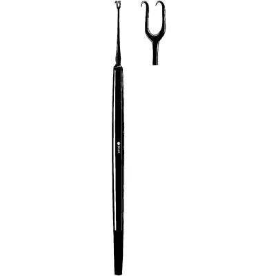 Sklar Black Laser Guthrie Double Hook - 5", Small 2 Prongs, 3mm - 90-1046