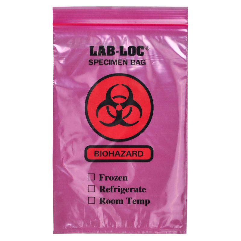 Lab-Loc Specimen Transport Bag, Document Pouch, Zip Close, Red Tinted, 6 x 9" (Case of 1000)