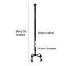 McKesson Adjustable Steel Offset Quad Cane, 30 – 39 Inch Height (Case of 4)