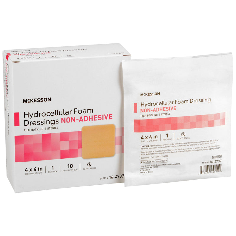 McKesson Nonadhesive without Border Foam Dressing, 4 x 4 Inch (Case of 10 Boxes)
