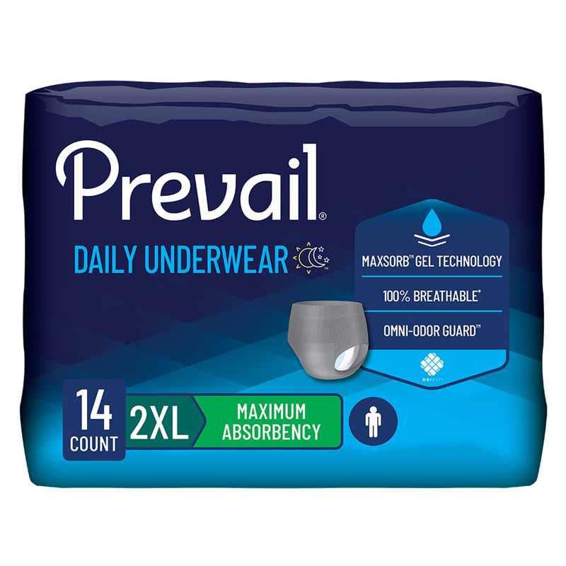 Prevail Daily Underwear Maximum Absorbent Underwear, Extra Extra Large (Case of 56)