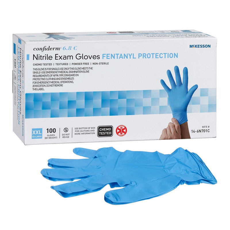McKesson Confiderm 6.8C Nitrile Exam Glove, 2X-Large, Blue (Case of 1000)