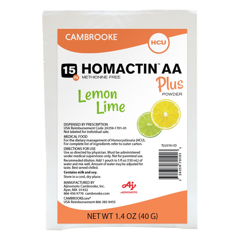 Cambrooke Therapeutics Oral Supplement Homactin AA Plus Lemon-Lime Flavor Powder 1.4 oz. Individual Packet (30/CS) 