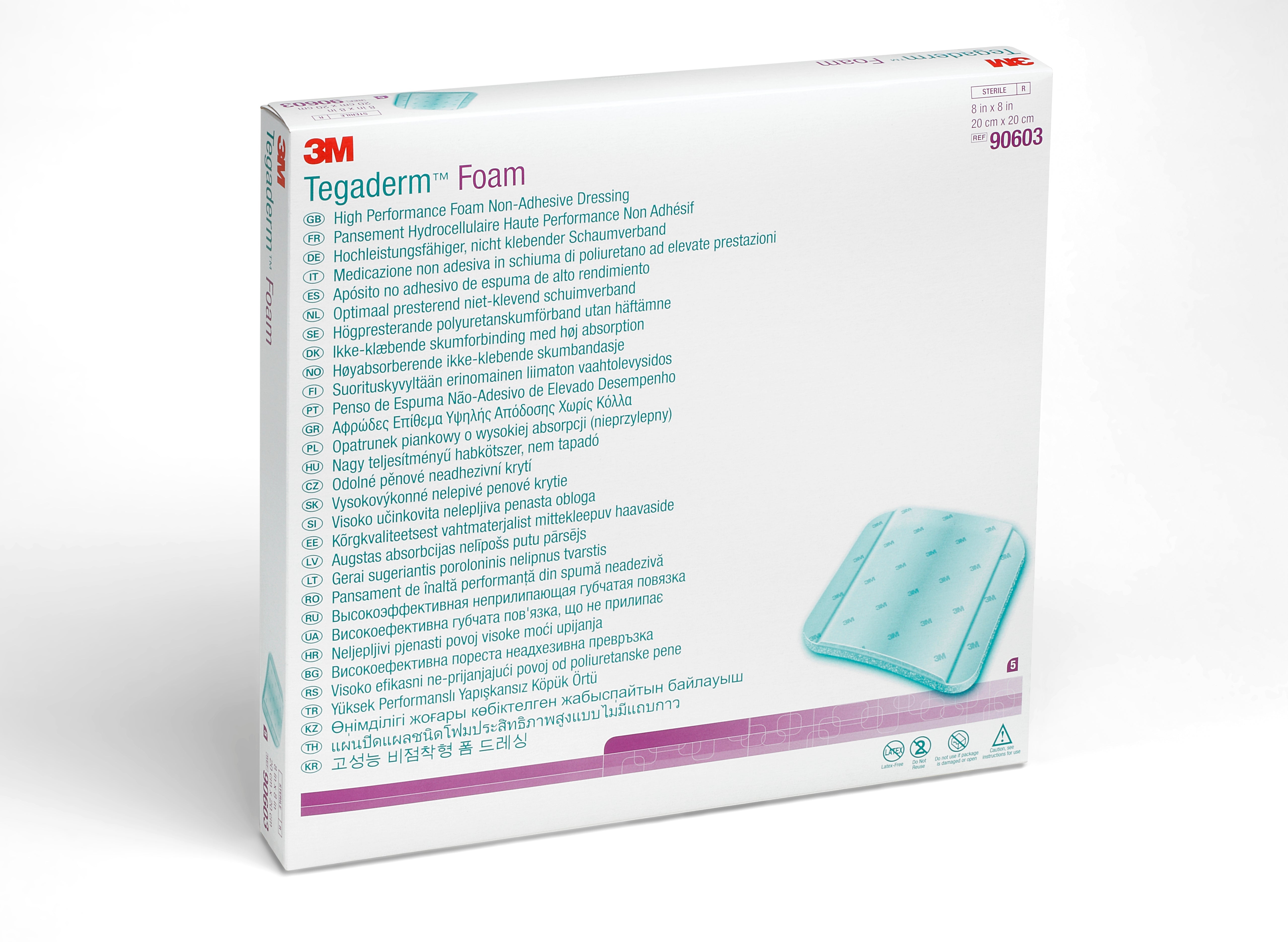 Solventum Corporation 3M Tegaderm High Performance Nonadhesive w/o Border Foam Dressing, 8 x 8 Inch (30/CS) 