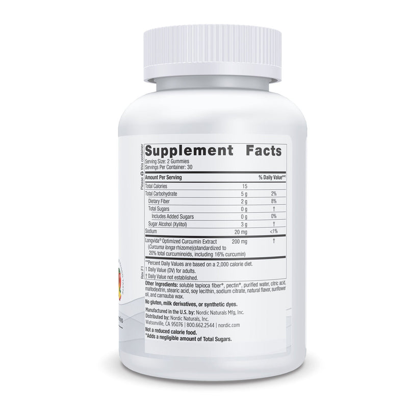 Nordic Naturals Zero Sugar Curcumin Dietary Supplement, Mango Flavor