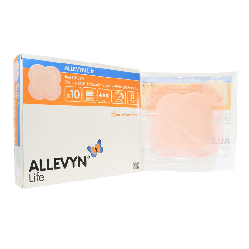 Allevyn Life Silicone Adhesive with Border Silicone Foam Dressing, 21 x 21 cm (Case of 40)