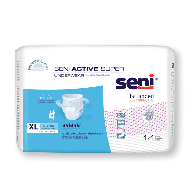 Seni Active Super Moderate to Heavy Absorbent Underwear, Extra Large (Case of 56)