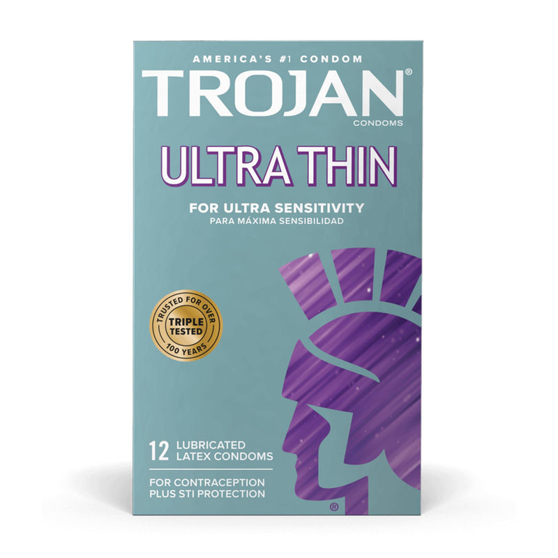 Trojan Ultra Thin Lubricated Latex Condoms (Box of 12)