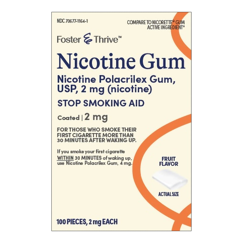 McKesson Brand Foster & Thrive Nicotine Polacrilex 2 mg (Nicotine) Gum, Fruit Flavor (100/PK) 