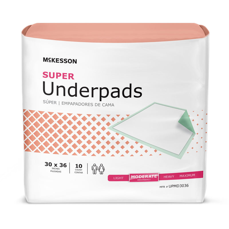 McKesson Super Moderate Absorbency Underpad, 30 x 36 Inch (Case of 100)