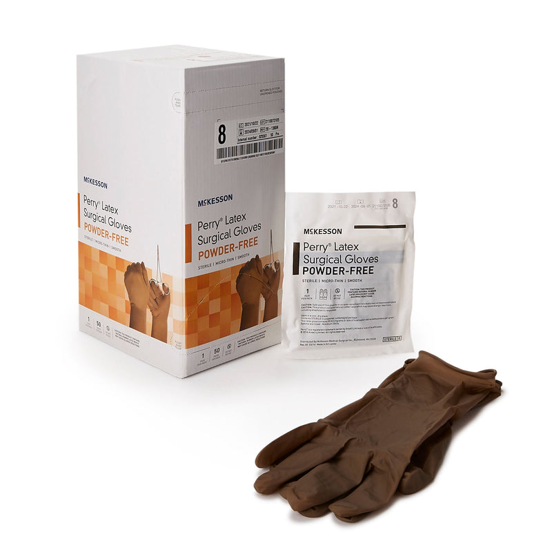 McKesson Perry Latex Surgical Glove, Size 8, Brown (Case of 4 Boxes)