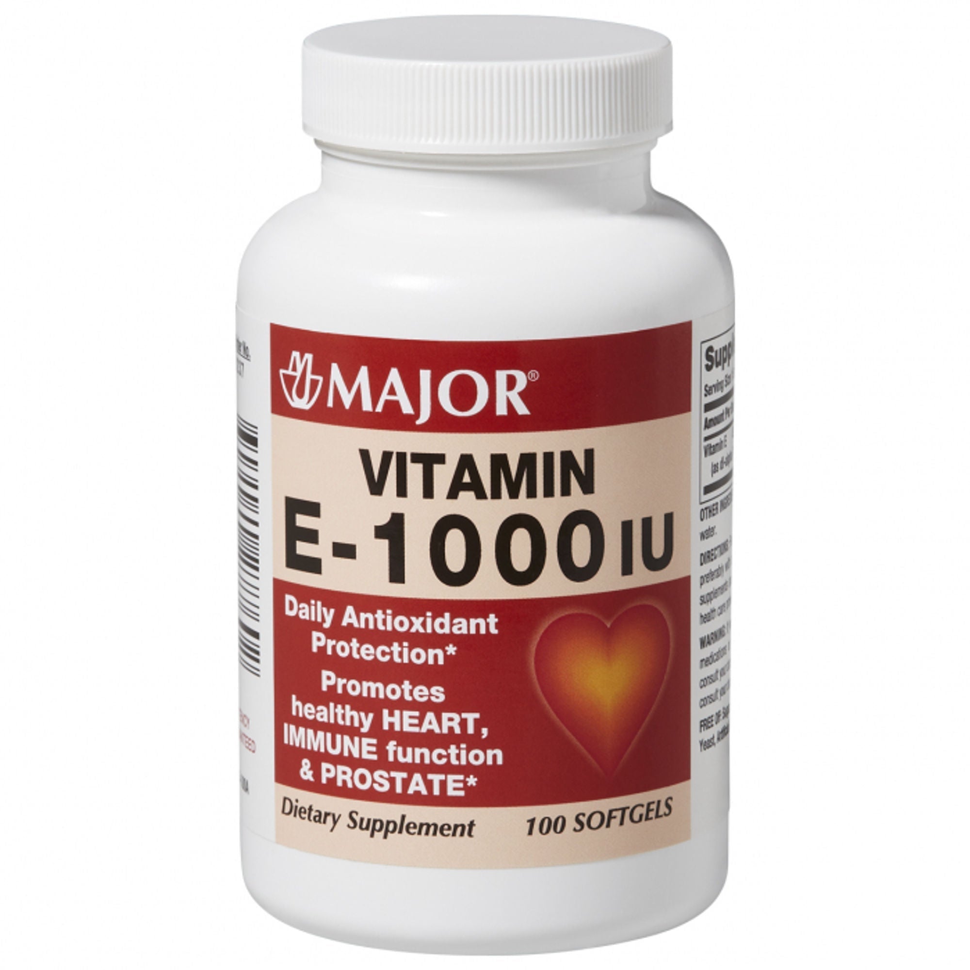 Vitamin Supplement Major Vitamin E 1,000 IU Strength Capsule 100 per Bottle 