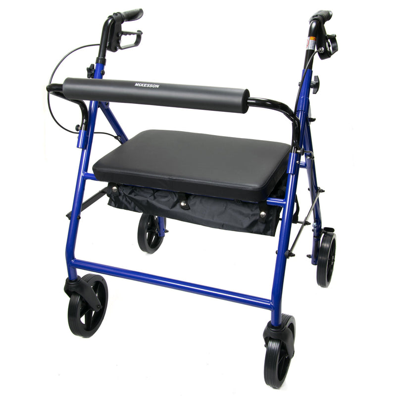 McKesson Bariatric Folding Four-Wheel Rollator, Blue (Each)