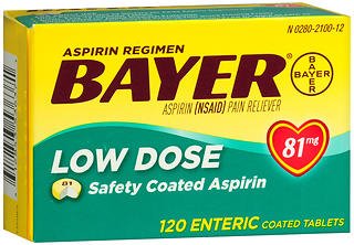 Bayer Bayer Low Dose Safety Coated Aspirin 81 mg Tablets (120/BX) 